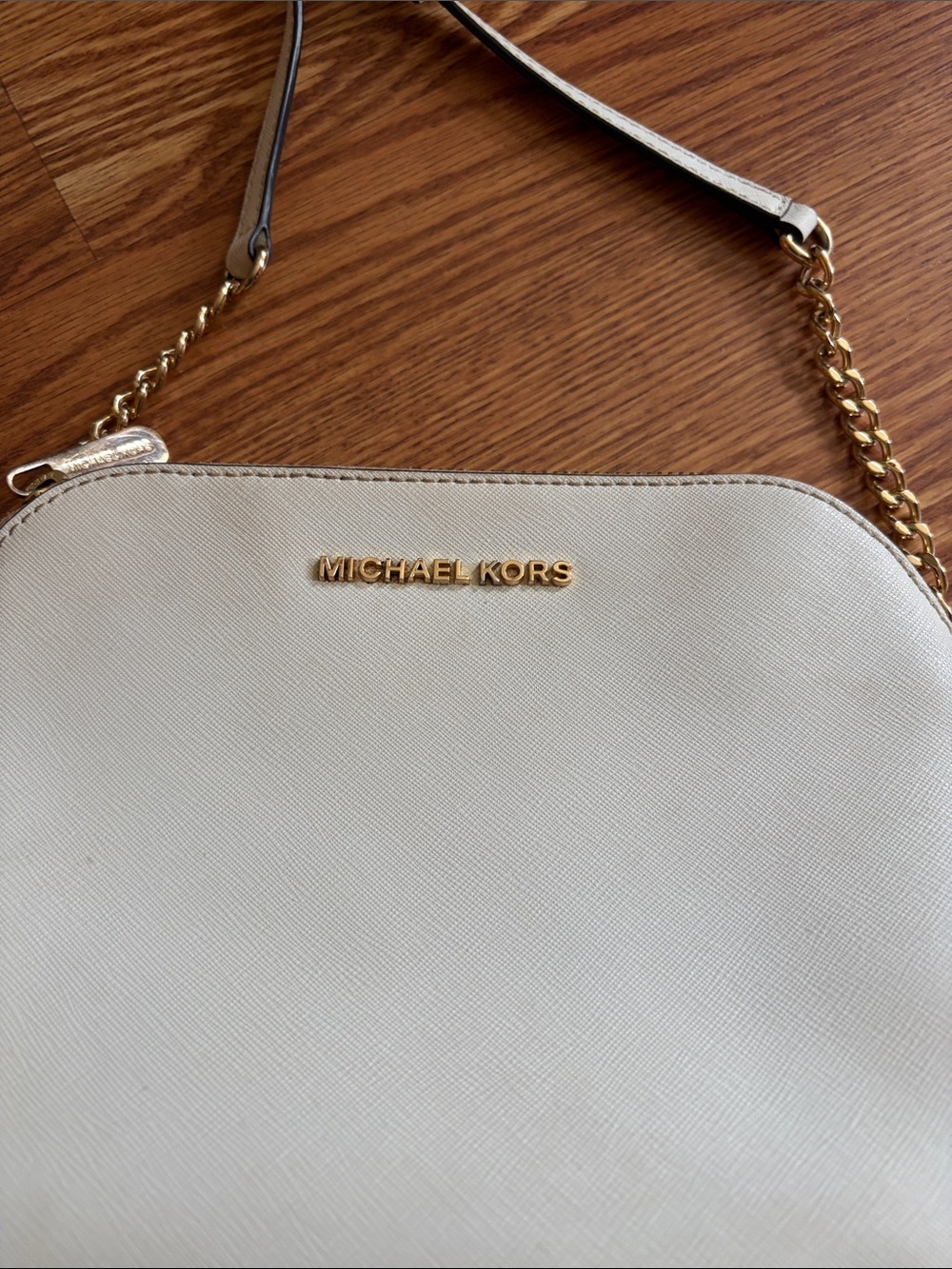 Michael Kors Cream Crossbody with Gold Chain Strap